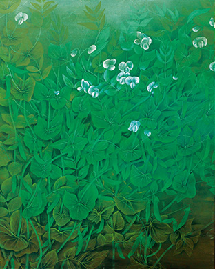 自ら育てたエンドウを題材とした『生』は、「第33回生長の家芸術家連盟美術展」で優秀賞を受賞した