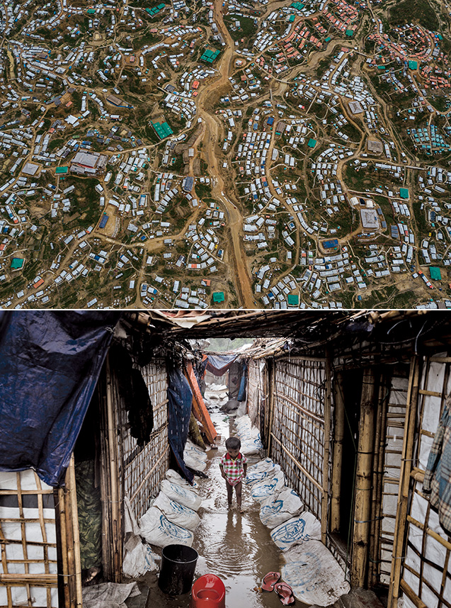 長期化する避難生活バングラデシュのロヒンギャ難民 上／© UNHCR/Adam Dean　下／© UNHCR/Patrick Brown