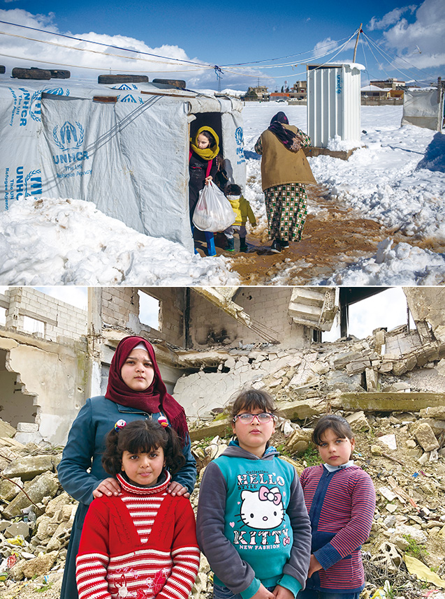 長期化する避難生活国内および周辺国のシリア難民 上／© UNHCR/Diego Ibarra Sánchez　下／© UNHCR/Houssam Hariri